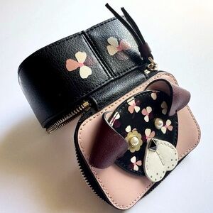 KATE SPADE Floral Cherrywood Puppy Dog Travel Jewelry Box